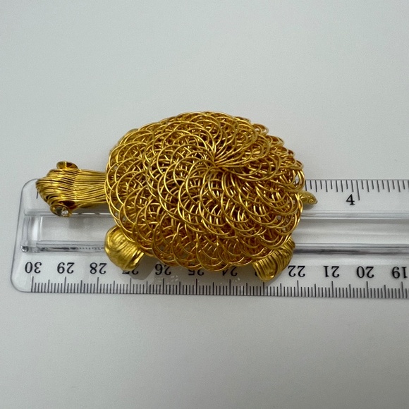 Turtle Pendant Gold Tone Wire Large Bail 3.5" - Picture 8 of 9